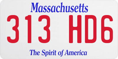 MA license plate 313HD6