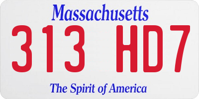 MA license plate 313HD7