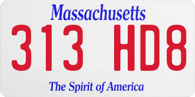 MA license plate 313HD8