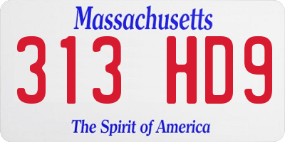 MA license plate 313HD9