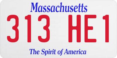 MA license plate 313HE1