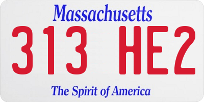 MA license plate 313HE2