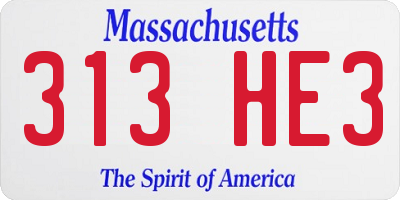 MA license plate 313HE3
