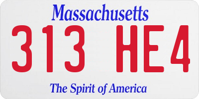MA license plate 313HE4