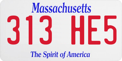 MA license plate 313HE5