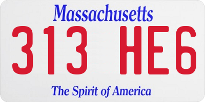 MA license plate 313HE6