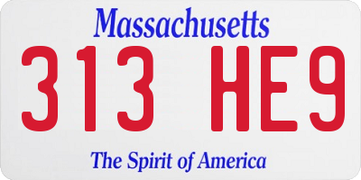 MA license plate 313HE9