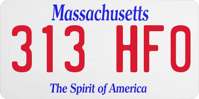 MA license plate 313HF0