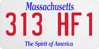 MA license plate 313HF1