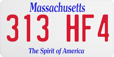 MA license plate 313HF4