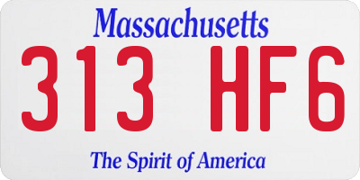MA license plate 313HF6