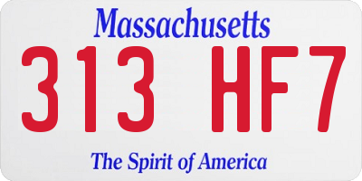 MA license plate 313HF7