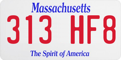 MA license plate 313HF8