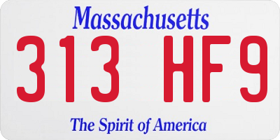 MA license plate 313HF9