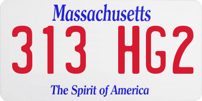 MA license plate 313HG2
