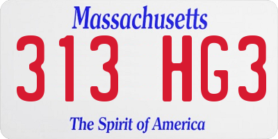 MA license plate 313HG3