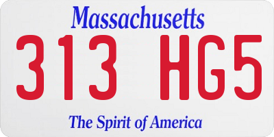 MA license plate 313HG5