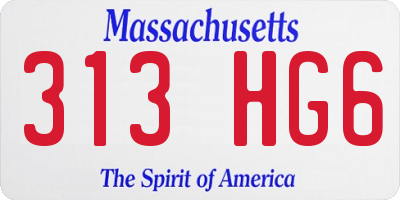 MA license plate 313HG6