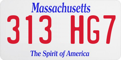 MA license plate 313HG7
