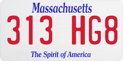 MA license plate 313HG8