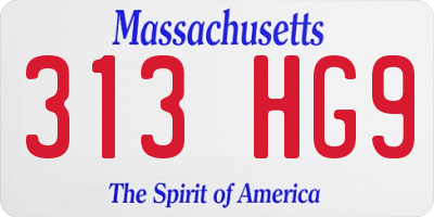 MA license plate 313HG9