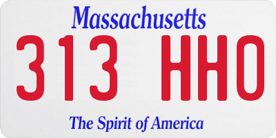MA license plate 313HH0