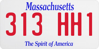 MA license plate 313HH1
