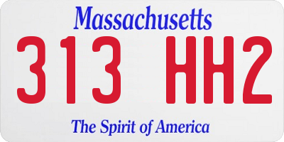 MA license plate 313HH2