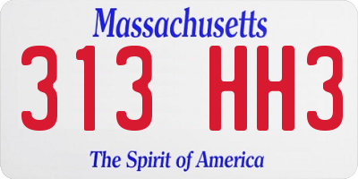 MA license plate 313HH3