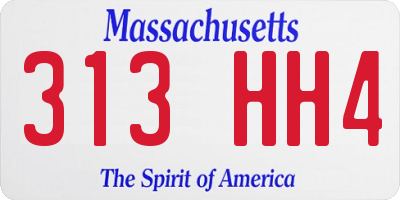 MA license plate 313HH4