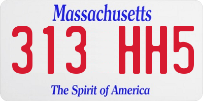 MA license plate 313HH5
