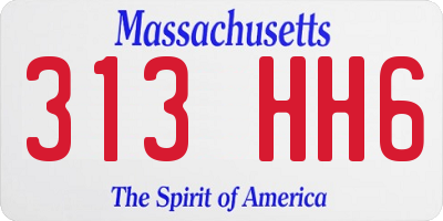 MA license plate 313HH6
