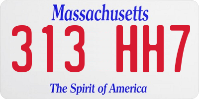 MA license plate 313HH7