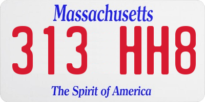 MA license plate 313HH8