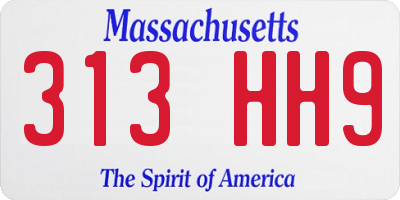MA license plate 313HH9
