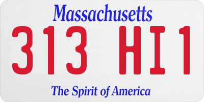 MA license plate 313HI1