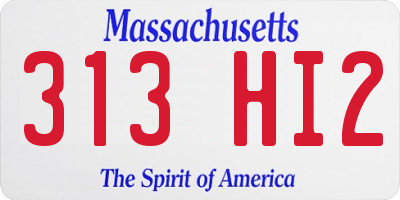 MA license plate 313HI2