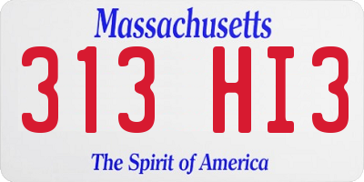 MA license plate 313HI3