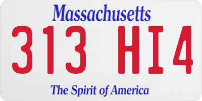 MA license plate 313HI4