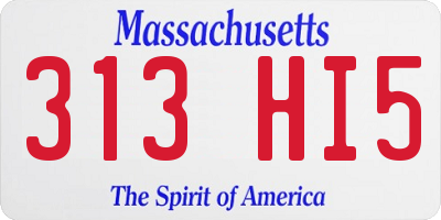 MA license plate 313HI5
