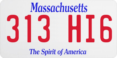 MA license plate 313HI6