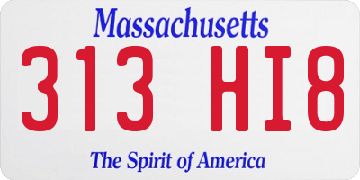 MA license plate 313HI8