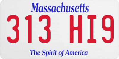 MA license plate 313HI9