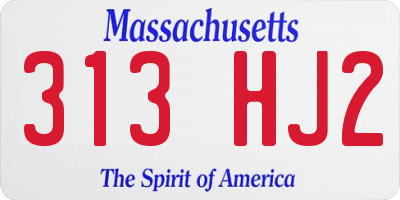 MA license plate 313HJ2