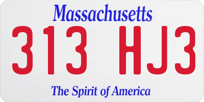 MA license plate 313HJ3