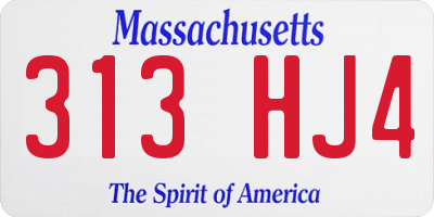 MA license plate 313HJ4