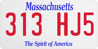 MA license plate 313HJ5