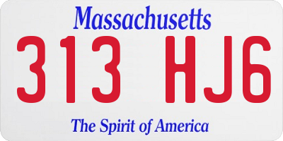 MA license plate 313HJ6