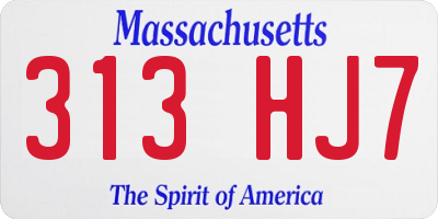 MA license plate 313HJ7