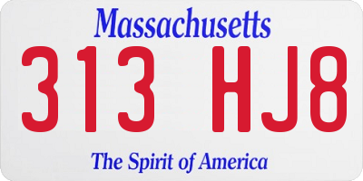 MA license plate 313HJ8